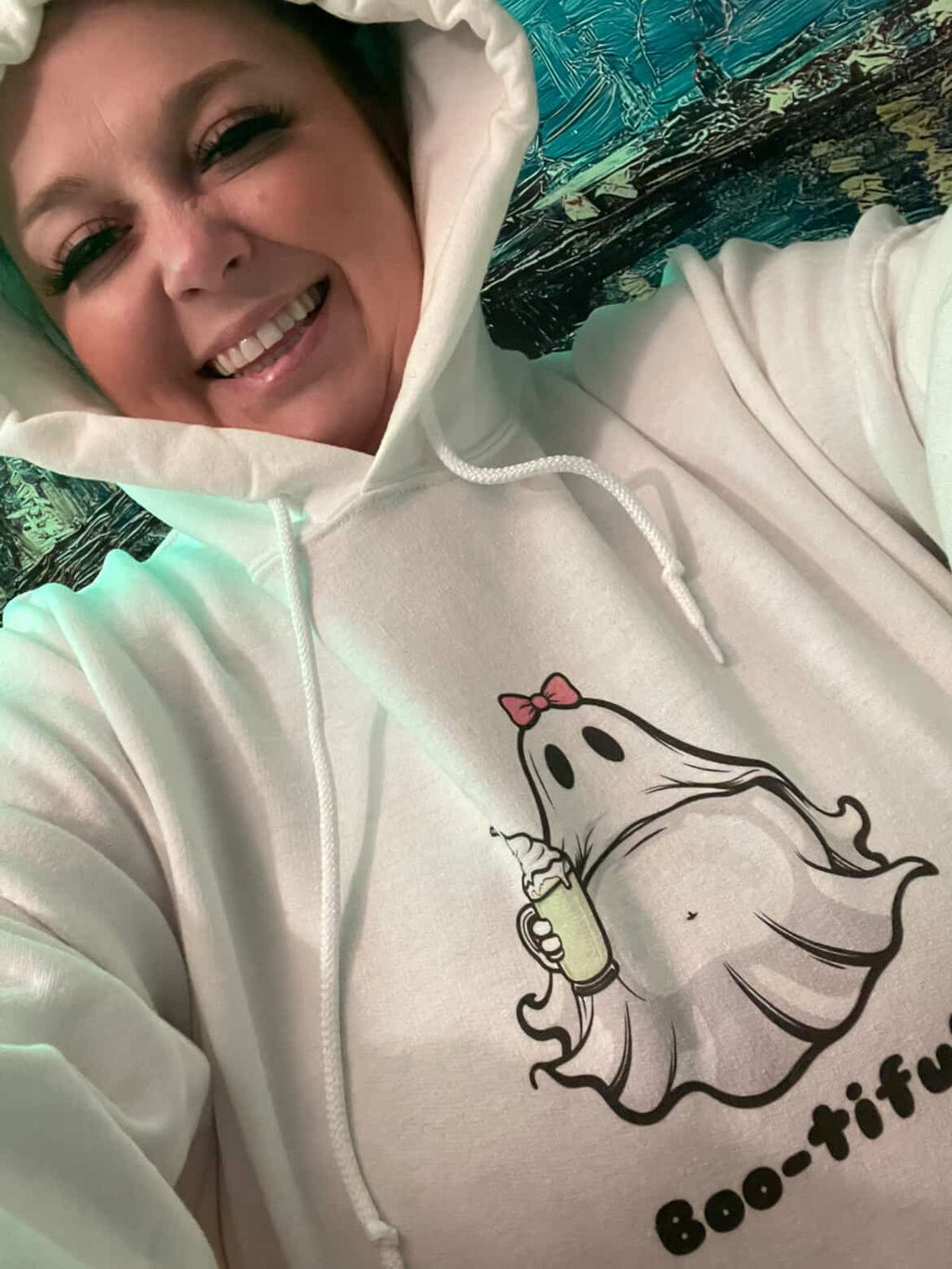 Ghost Hoodie - "Boo-tiful" Ghost Design - Plus Size Halloween Hoodie - Body Positive Clothing