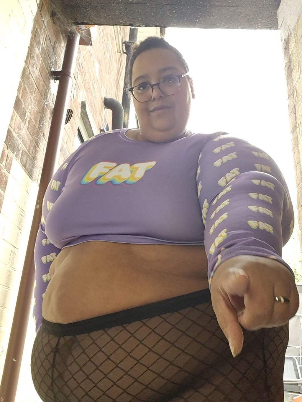 FAT Bold Rainbow and Purple Long Sleeve Crop Top | Bold Curvy Unapologetic | Plus Size Body Positive Activewear | #EffYourBodyStandards