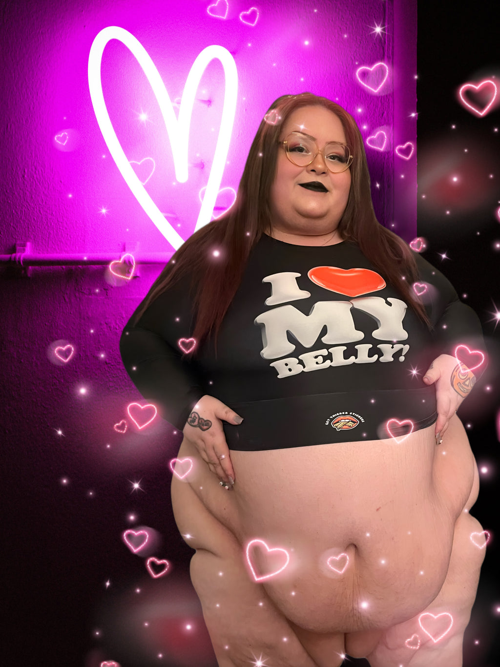 I Love My Belly Crop Top – Plus Size Long Sleeve, Eco-Friendly Recycled Fabric, Body Positive Activewear, Athleisure & Swim