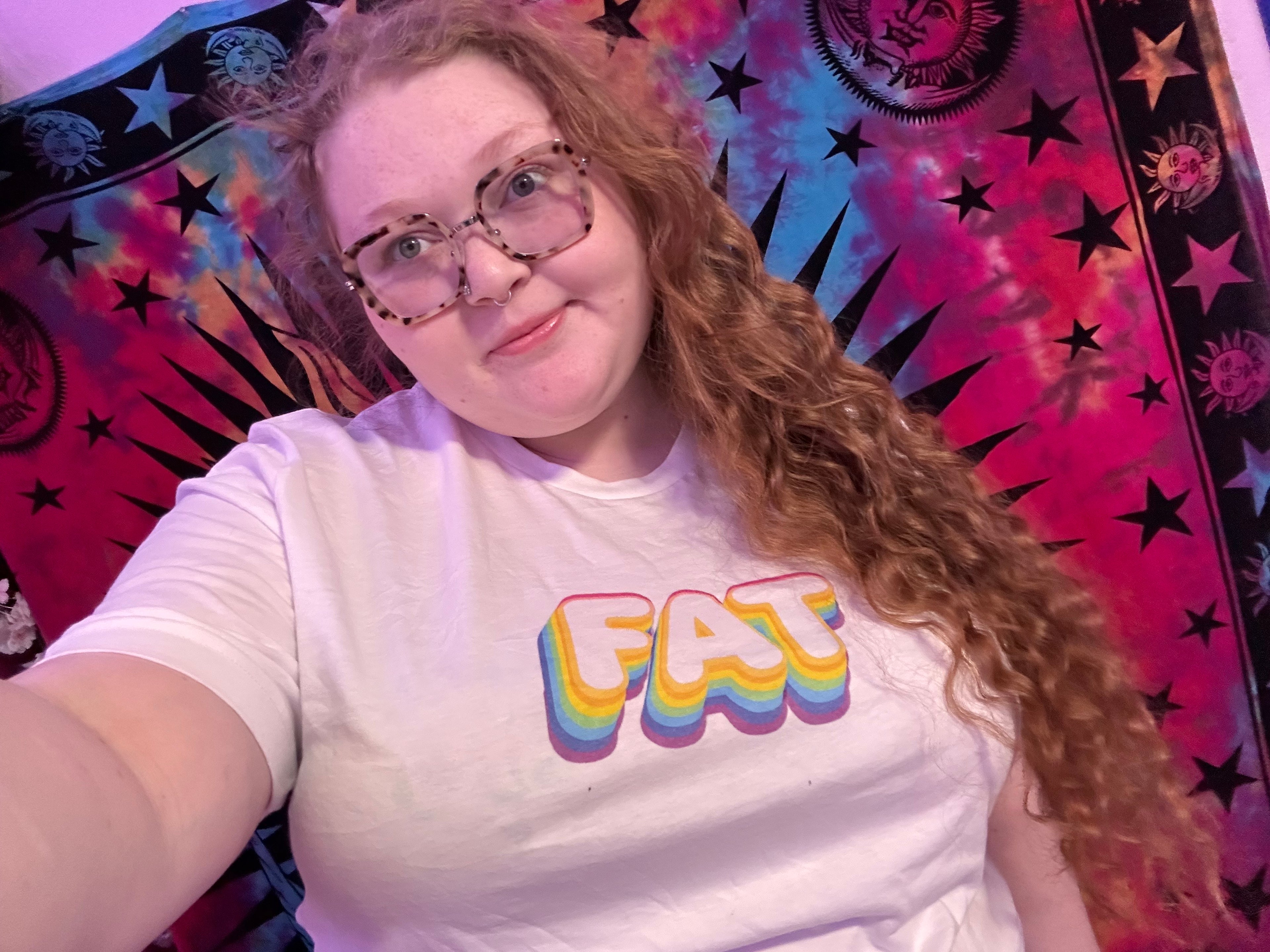 Retro Rainbow "FAT" Graphic Tee | Premium Unisex Crewneck T-shirt for a Bold & Colorful Statement