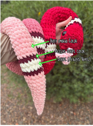 6ft Jumbo Crochet Snake Plush