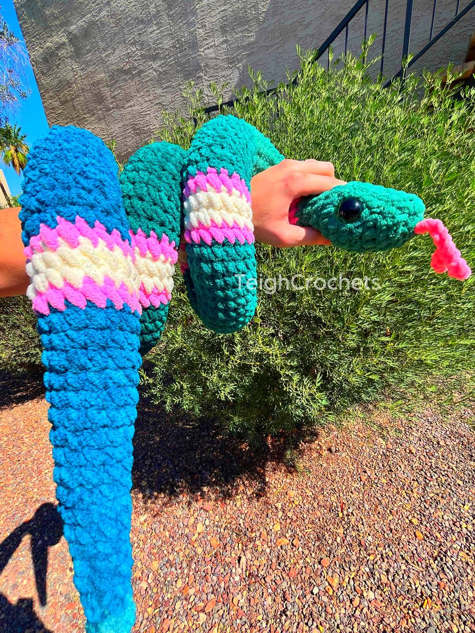 6ft Jumbo Crochet Snake Plush