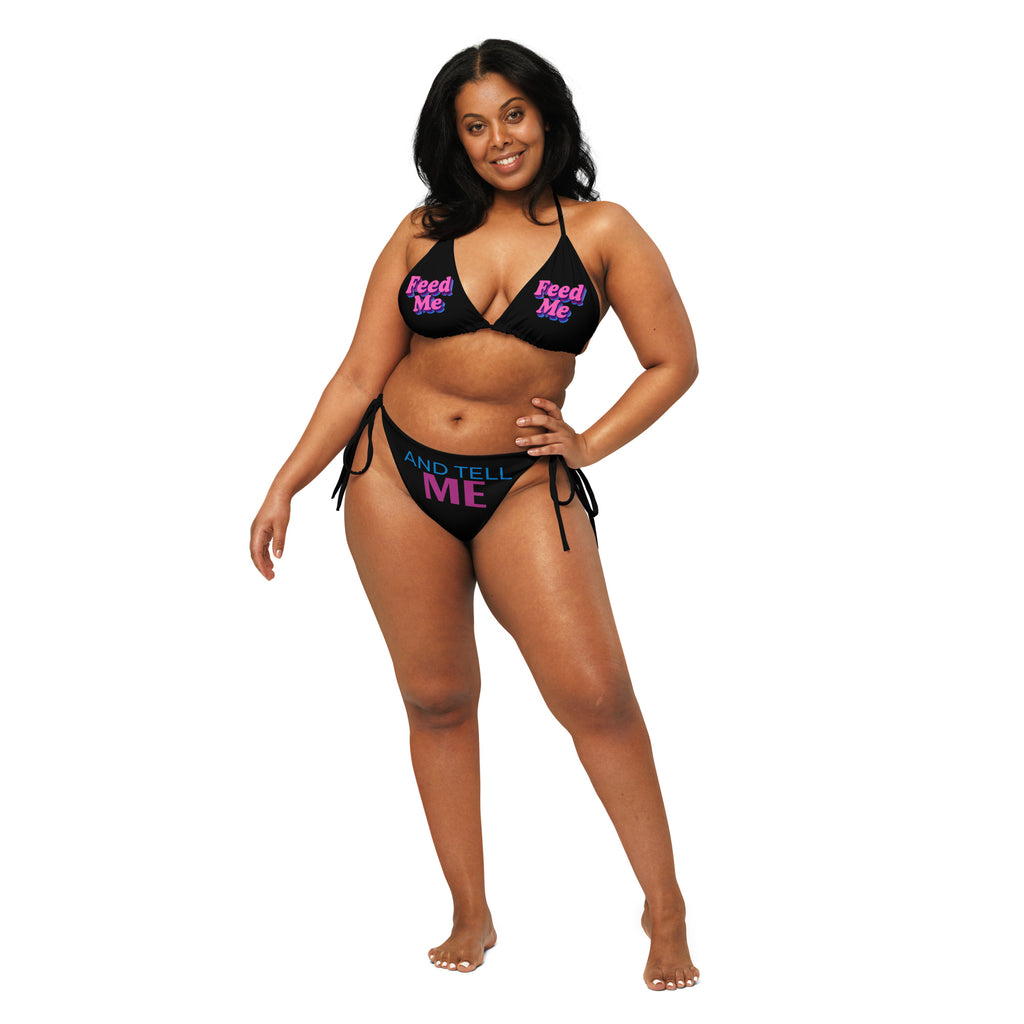Feed Me and Tell Me I’m Fat | Recycled String Bikini | Bold Plus Size Swimwear up to 6XL | Curvy Body Positive Series