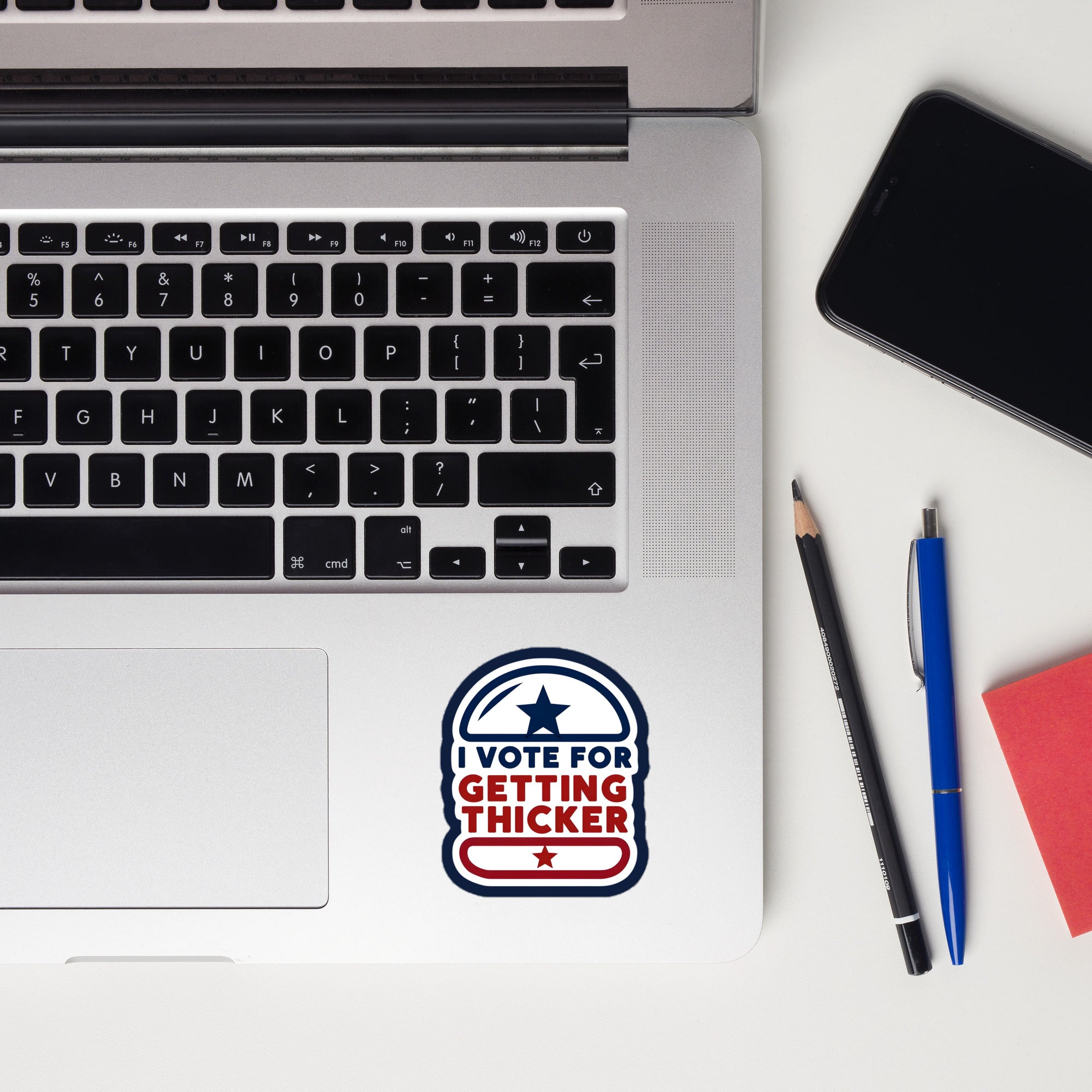 I Vote for Getting Thicker Sticker | Bold Body Positive Vinyl Decal | Fun Patriotic Design | Worldwide Shipping