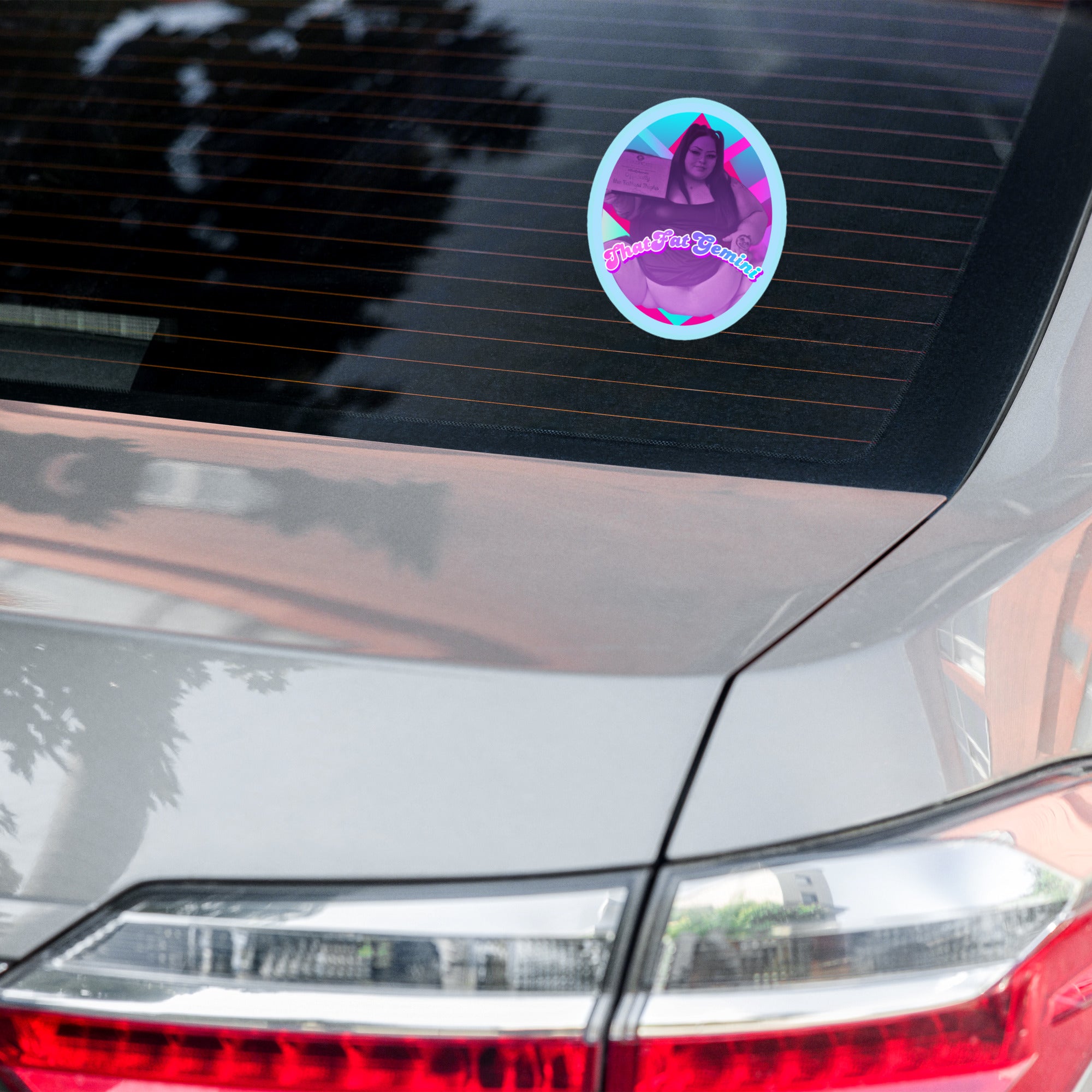 ThatFatGemini x GetThickerStickers - "Officially the Fattest Thighs" Collaboration Series Oval Sticker | BBW SSBBW Art | Fat Admiration