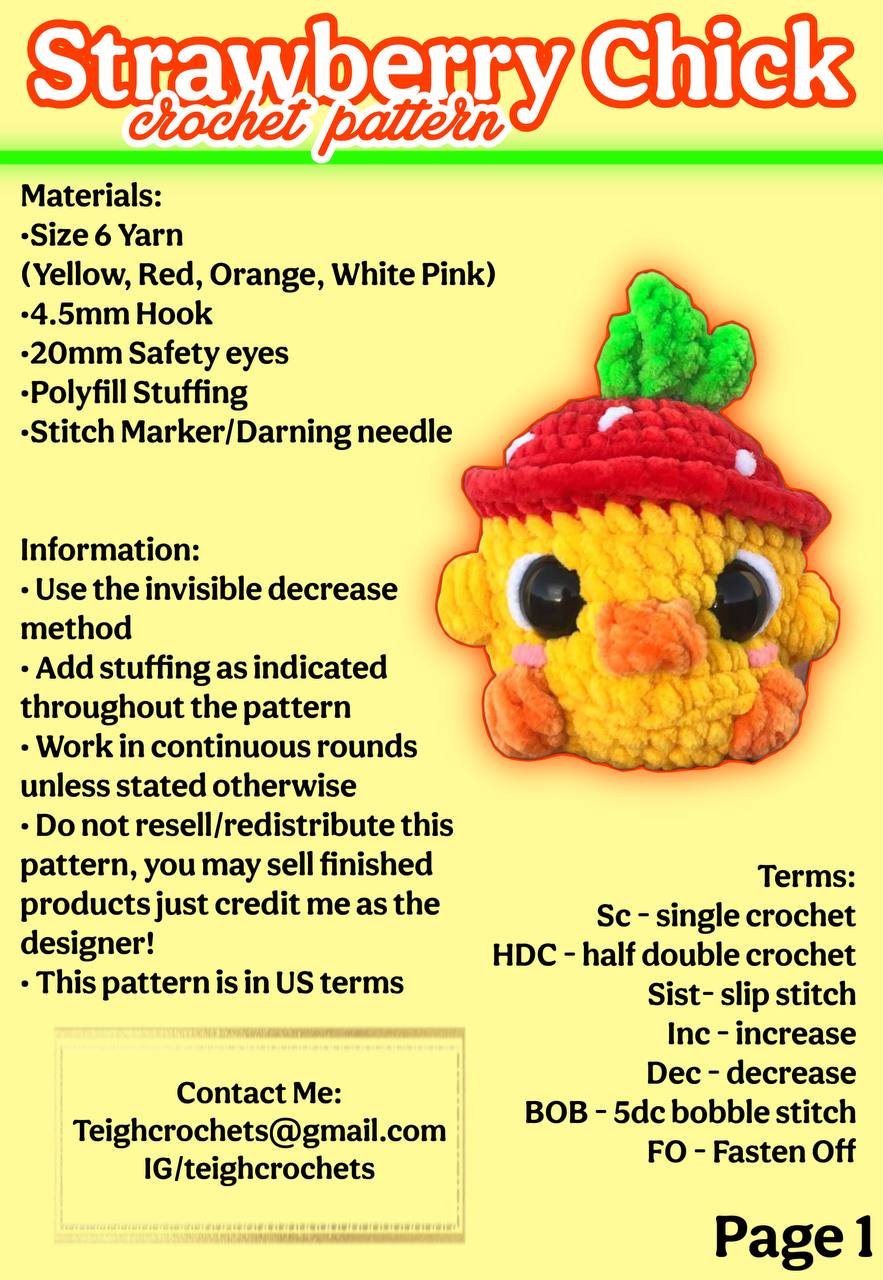 Strawberry Fruit Chick Pattern